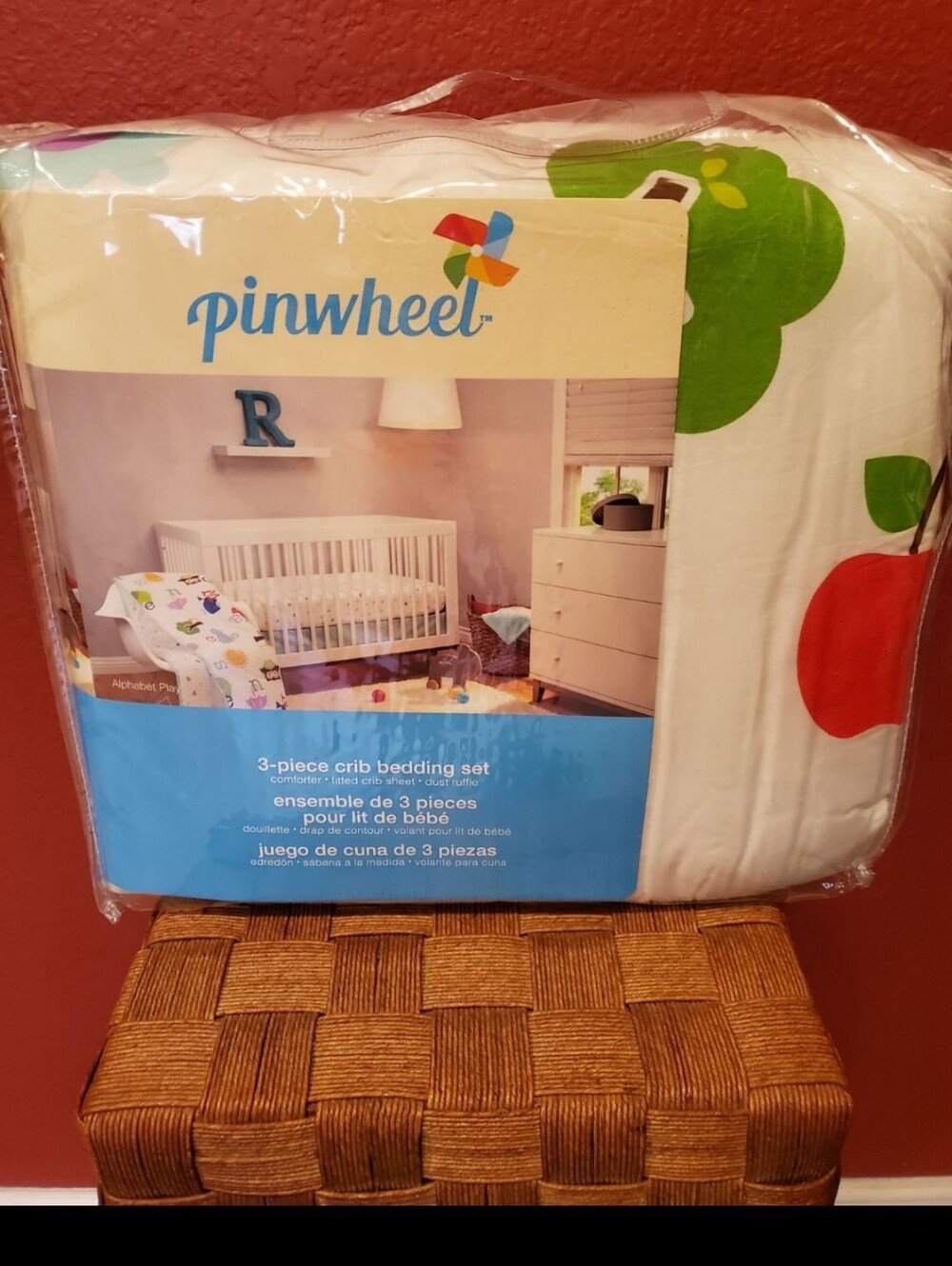 Baby Bedding Set in Aqua and Multi-Color Alphabet Print